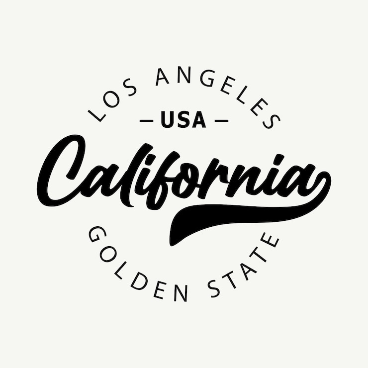 Vector texto de playa de california con ilustraciones vectoriales de olas y sol para impresiones de camisetas y otros usos