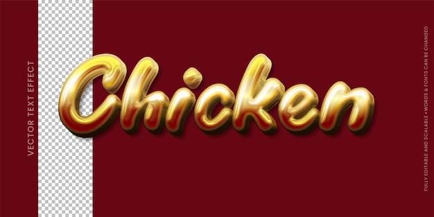 Vector texto de pollo editable título de texto de estilo 3d