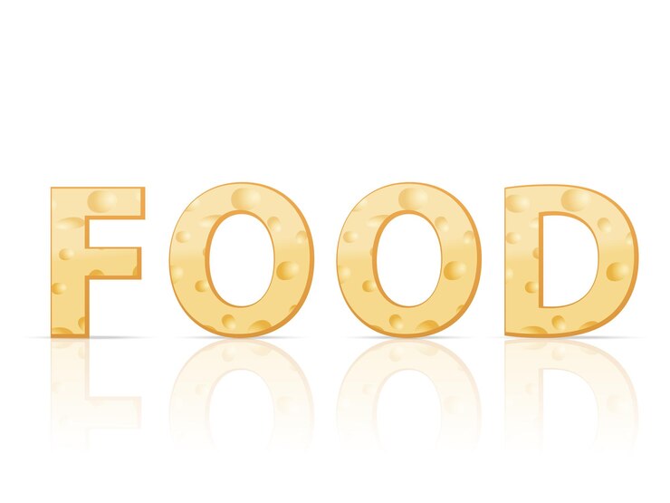Vector texto de queso de comida