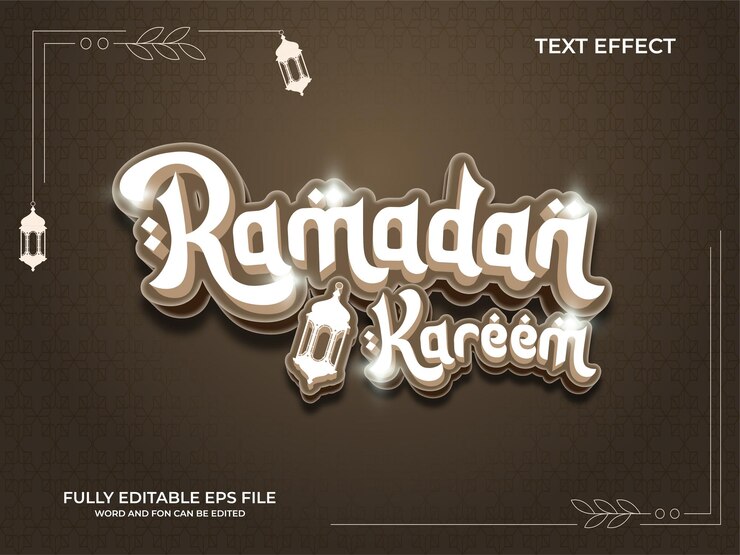 Vector el texto de ramadan kareem es de estilo islámico moderno minimalista con efecto de texto editable