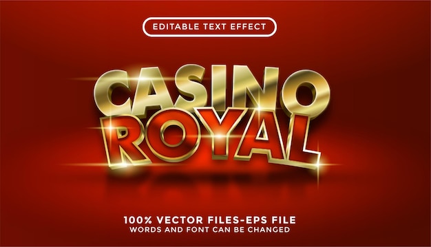 Texto real del casino. efecto de texto editable con vectores premium de estilo dorado