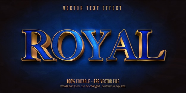 Texto real, color azul y efecto de texto editable de estilo dorado brillante