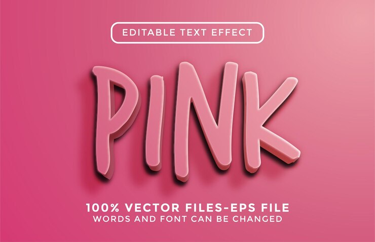 Vector texto rosa. vectores premium de efecto de texto editable