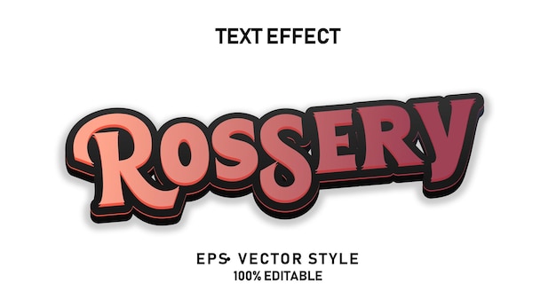 Texto de rosery efecto de texto editable de estilo rosa brillante