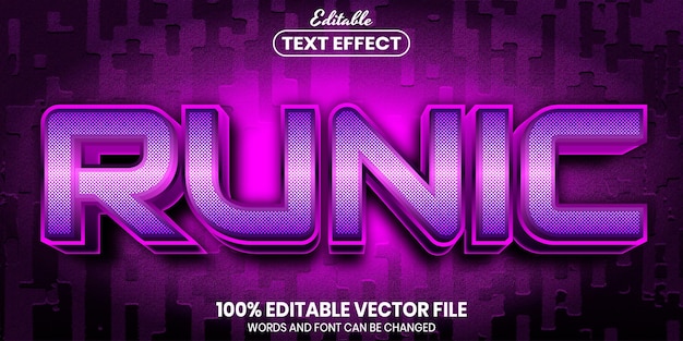 Vector texto rúnico, efecto de texto editable de estilo de fuente