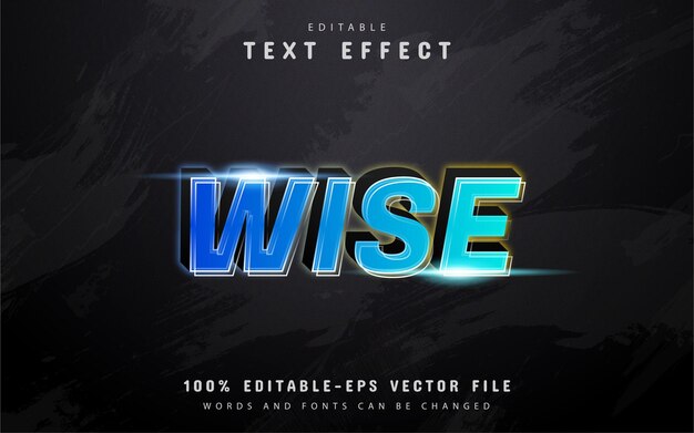 Texto sabio, efecto de texto degradado azul 3d