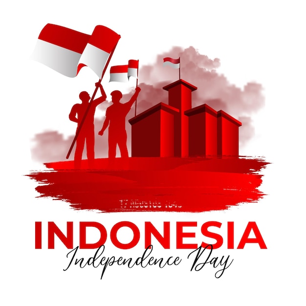 Vector texto de saludo del día de la independencia de dirgahayu indonesia