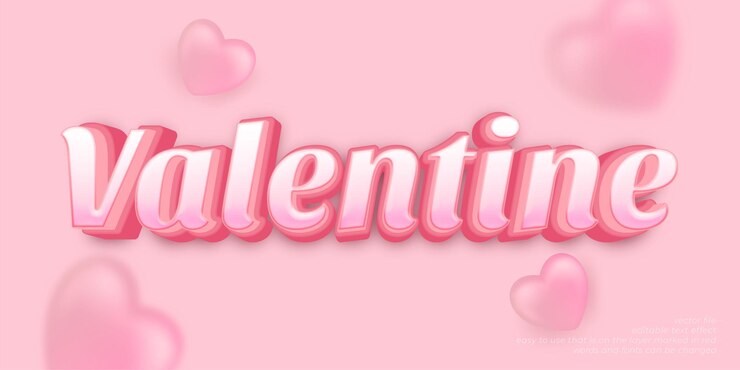 Vector texto de san valentín editable estilo de fuente de brillo 3d