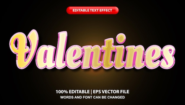 Texto de San Valentín, efecto de texto editable, estilo de fuente dorado del día de San Valentín