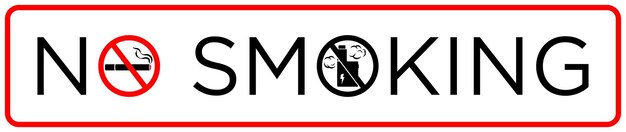 Texto de señal de no fumar e ilustración de diseño vectorial de iconos Sin conjunto de símbolos de iconos de vapeo aislados
