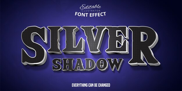 Texto de Silver Shadow, efecto de fuente editable 3d