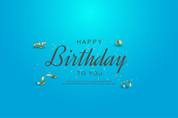 Vector texto simple de feliz cumpleaños en letras de estilo con cinta.