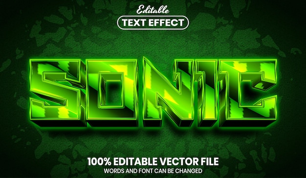 Vector texto sónico, efecto de texto editable de estilo de fuente