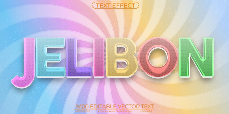 Vector texto suave crome sweeth jelibon plantilla editable y escalable efecto de texto vectorial