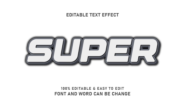 Texto de súper efecto con estilo 3D moderno editable