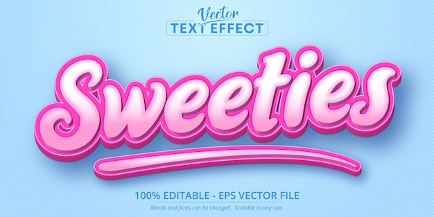 Texto de Sweeties, efecto de texto editable de estilo de dibujos animados