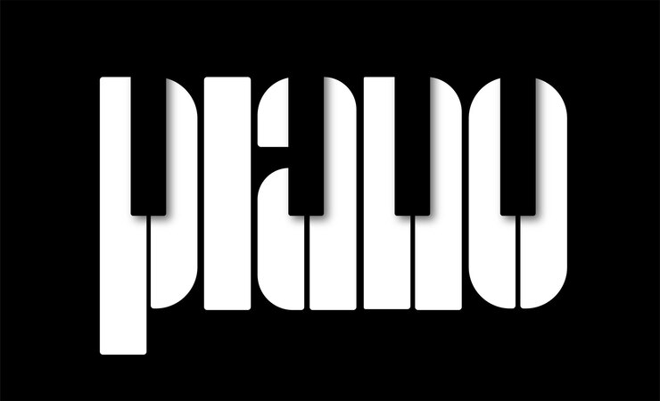 texto de teclas de piano sobre un fondo negro el concepto de instrumentos musicales