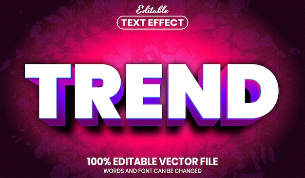 Vector texto de tendencia, efecto de texto editable de estilo de fuente