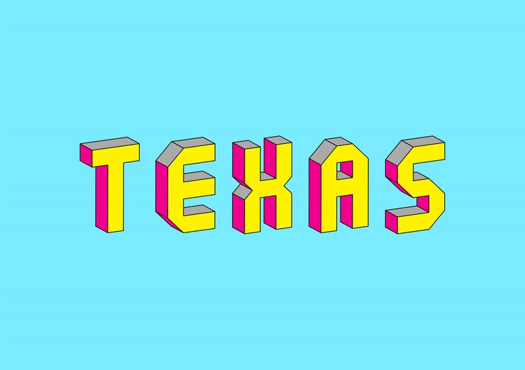 Vector texto de texas con efecto isométrico 3d