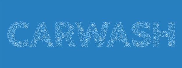 Texto de textura de gotas Word Carwash