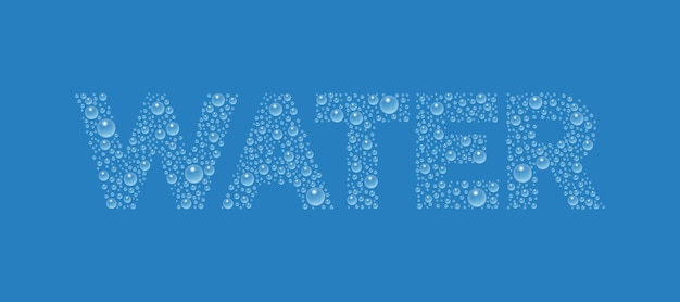 Vector texto de textura de gotas word water