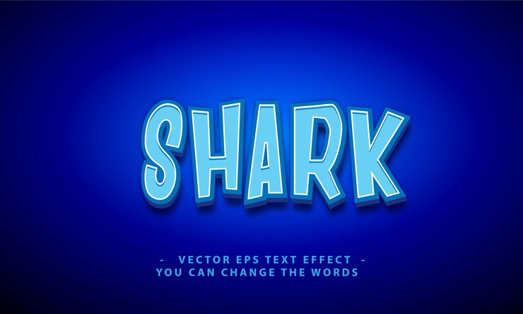 texto de tiburón con ilustración de efecto