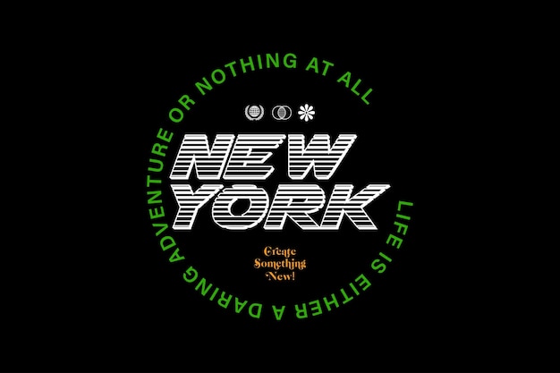 Texto de tipografía de nueva york Archivos vectoriales de diseño de ropa de calle