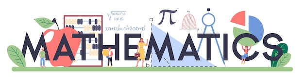 Vector texto tipográfico de matemáticas con ilustración.