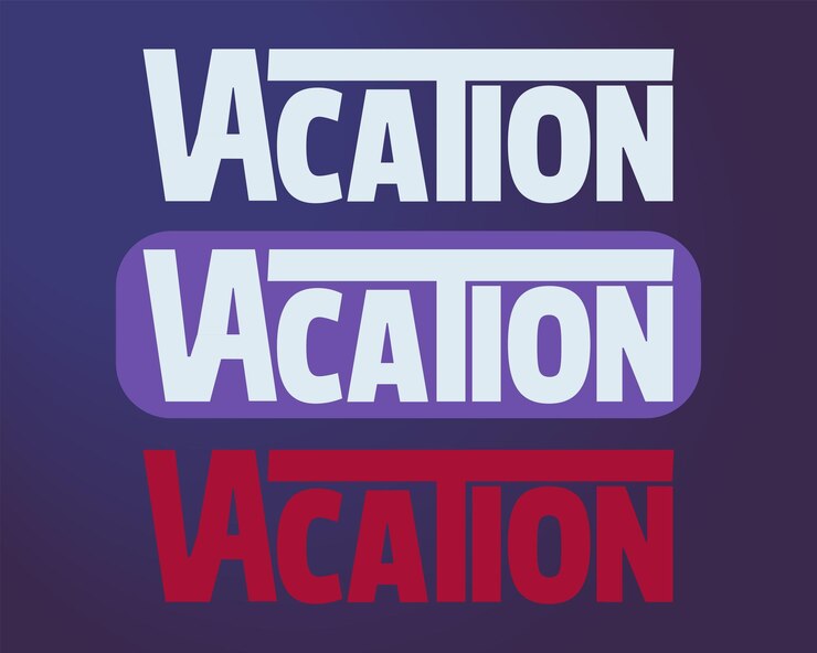 Vector texto tipográfico de vacaciones conjunto de vectores botón web y concepto de diseño de iconos texto tipográfico aislado