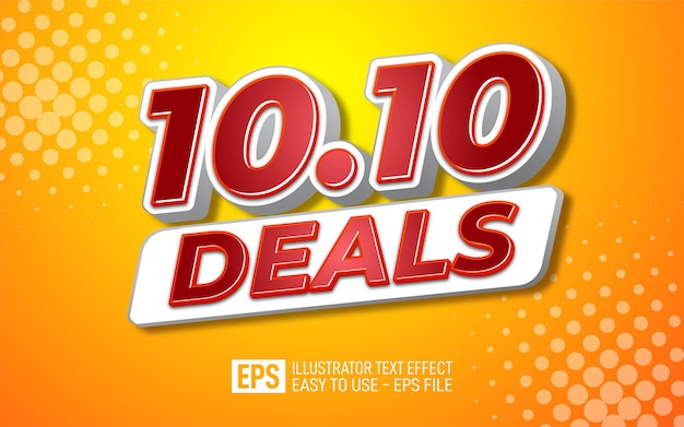 Texto de tres dimensiones 10.10 OFERTAS, plantilla de efecto de estilo editable