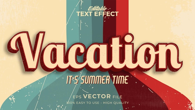 Texto de vacaciones de verano retro en tema de estilo grunge
