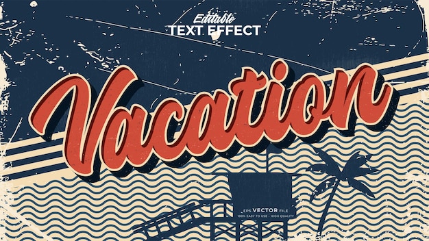 texto de vacaciones de verano retro en tema de estilo grunge