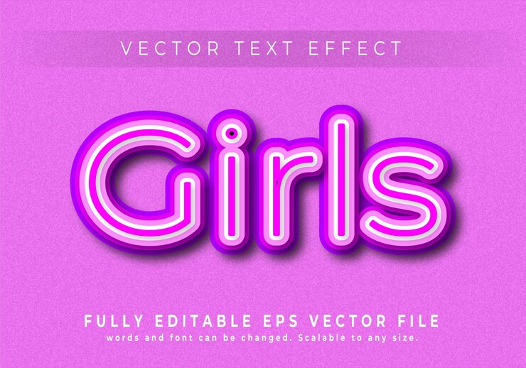 texto de vector de estilo 3d de chicas
