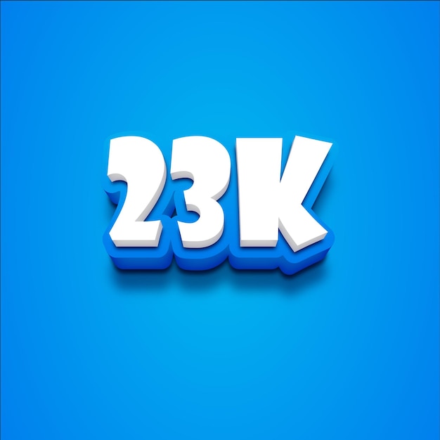 Texto vectorial 3D 23K en un fondo negro azul