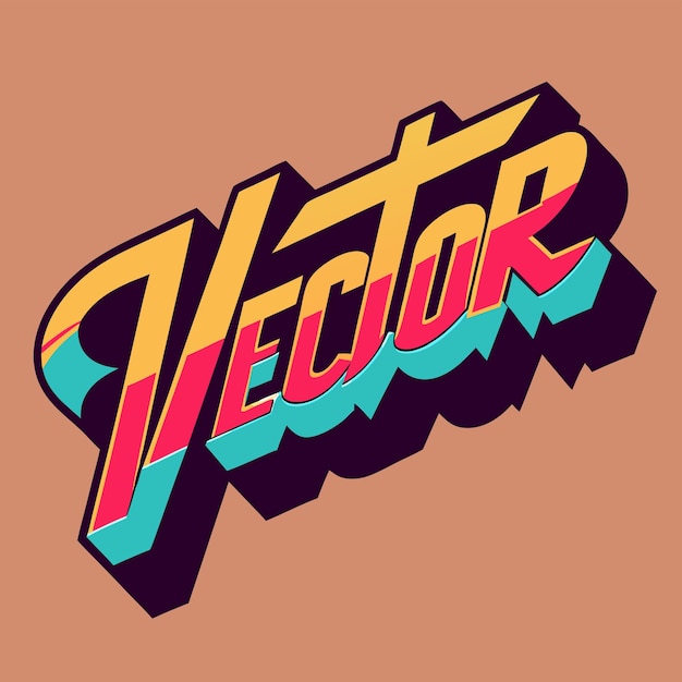 Texto vectorial 3D con varios colores