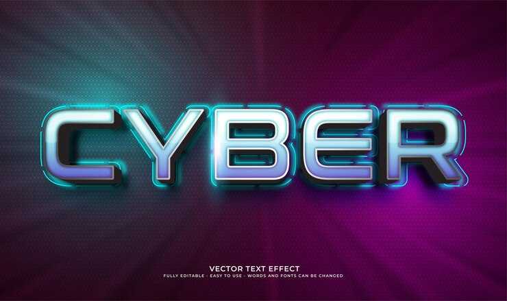Vector texto vectorial cibernético con efecto de estilo 3d