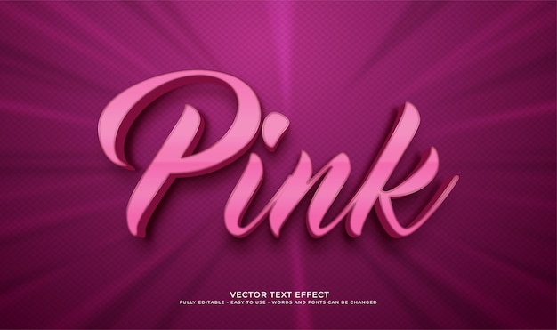 Vector texto vectorial de color rosa suave con efecto de estilo 3d