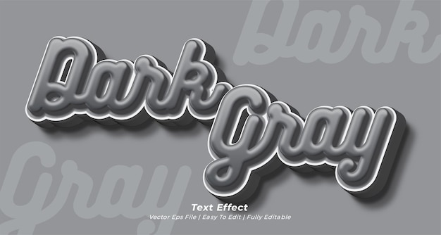 Vector texto vectorial gris oscuro con efecto de texto editable en 3d