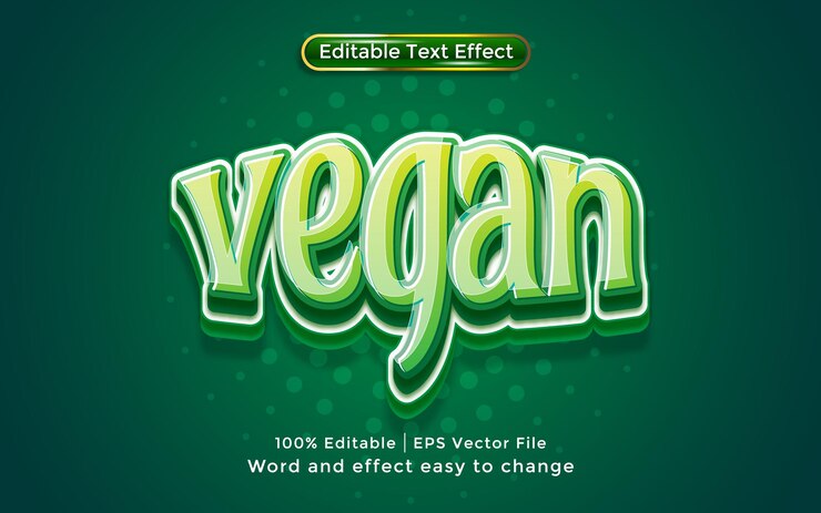 Vector texto vegano, estilo 3d efecto de texto editable