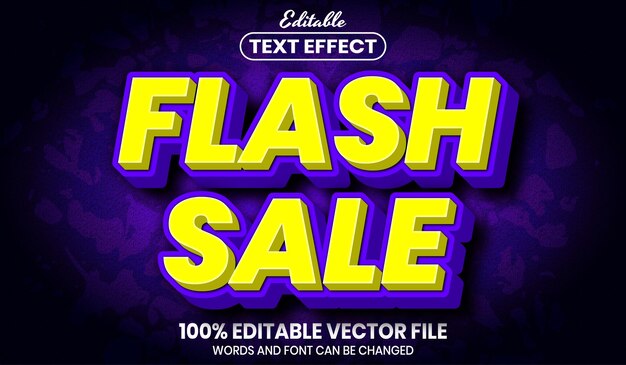 Vector texto de venta flash, efecto de texto editable de estilo de fuente