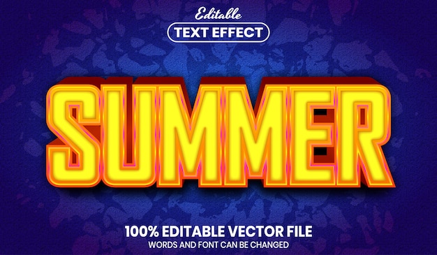 Texto de verano, efecto de texto editable de estilo de fuente