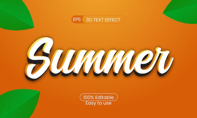 Vector texto de verano y estilo de efecto de fuente