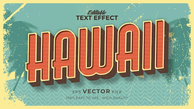 Texto de verano retro de Hawaii en tema de estilo grunge
