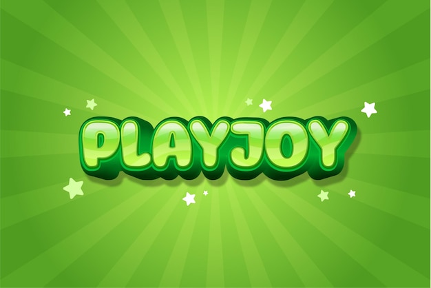 Vector texto verde playjoy plantilla 3d juguetona efecto de texto editable