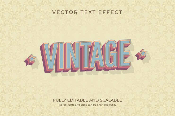Vector texto vintage efecto con color y patrón de fondo vintage