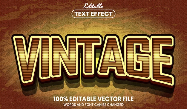 Vector texto vintage, efecto de texto editable de estilo de fuente