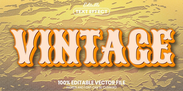 Vector texto vintage, efecto de texto editable de estilo de fuente