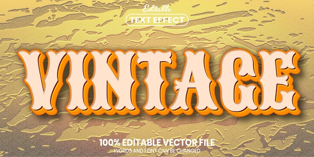 Texto vintage, efecto de texto editable de estilo de fuente