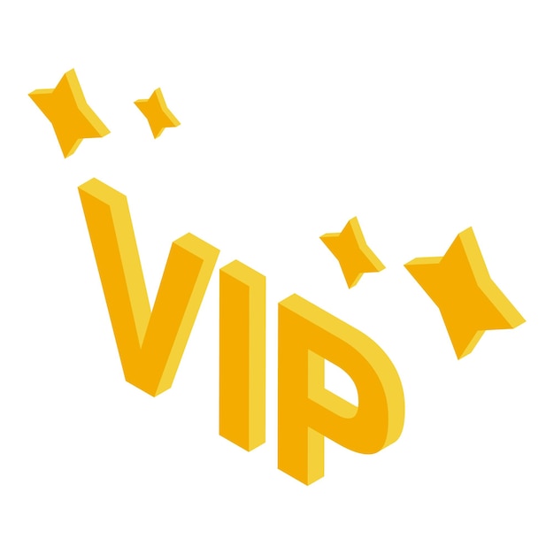 Texto Vip rodeado de estrellas Ilustración isométrica
