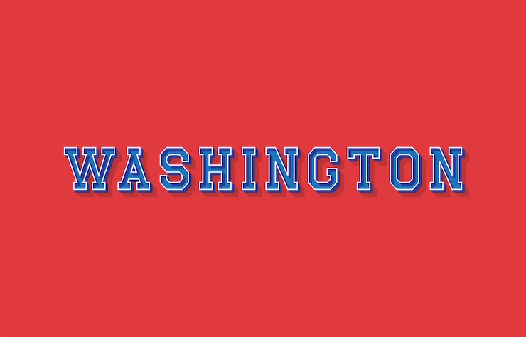 Vector texto de washington con efecto isométrico 3d